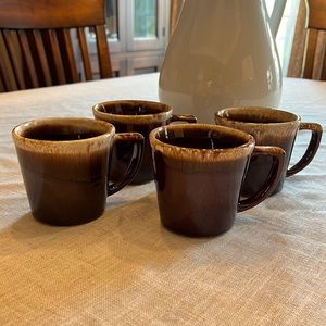 Vintage McCoy Pottery Brown Drip Glaze Mugs - Set of 4